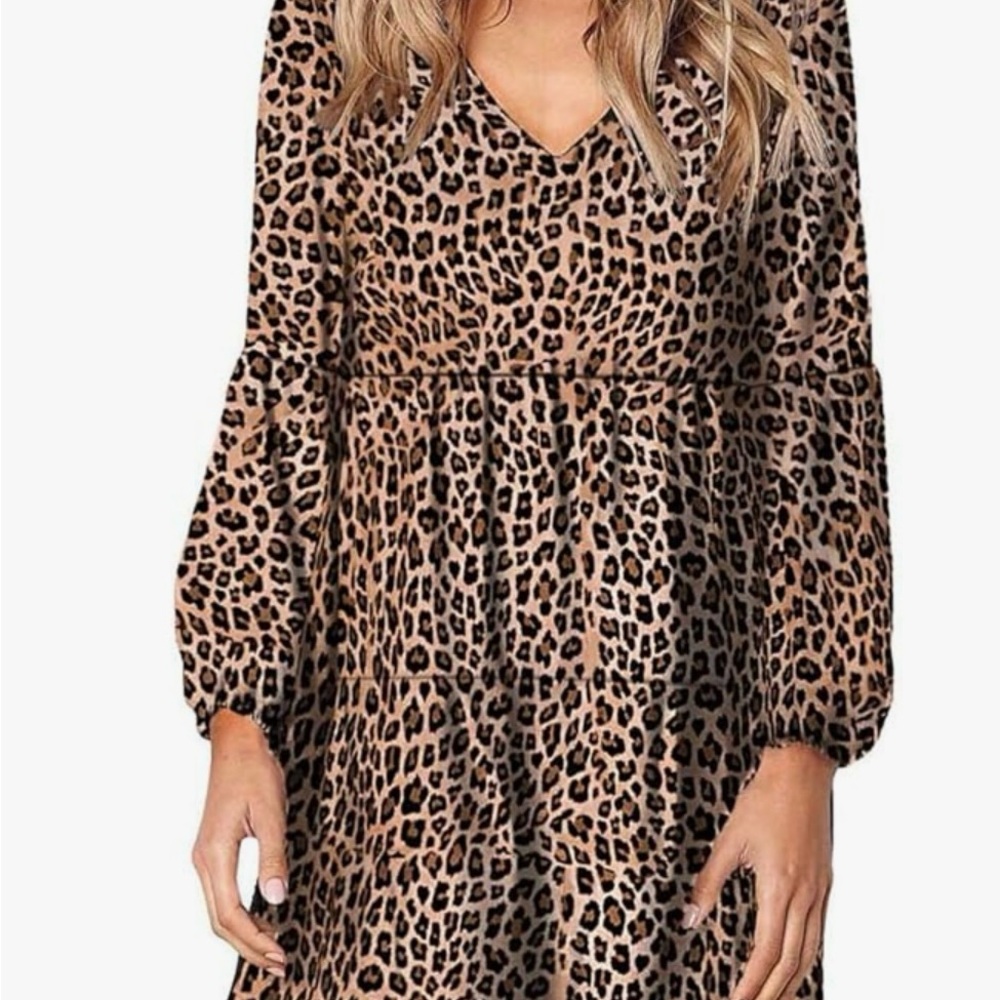 Leopard Print Long Sleeve Dress
